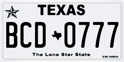 TX license plate BCD0777