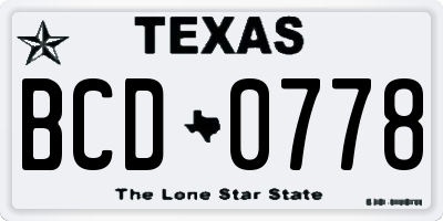 TX license plate BCD0778