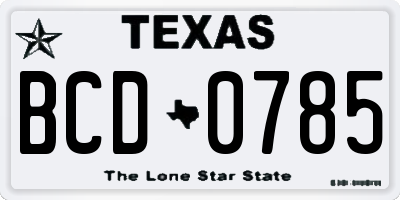 TX license plate BCD0785