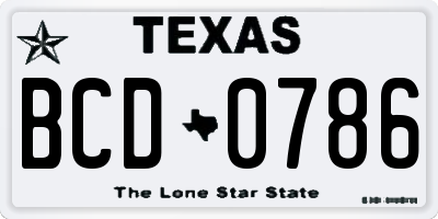 TX license plate BCD0786