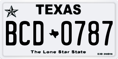 TX license plate BCD0787