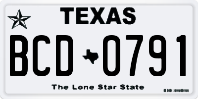 TX license plate BCD0791
