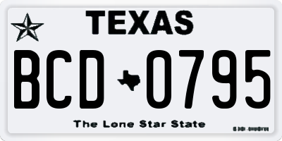 TX license plate BCD0795