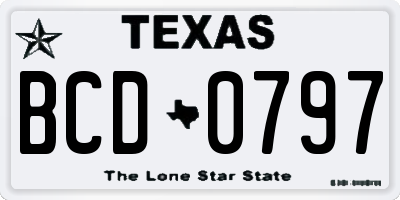 TX license plate BCD0797