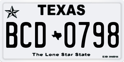 TX license plate BCD0798