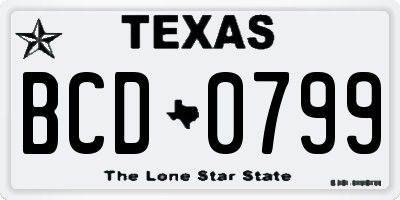 TX license plate BCD0799