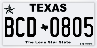 TX license plate BCD0805