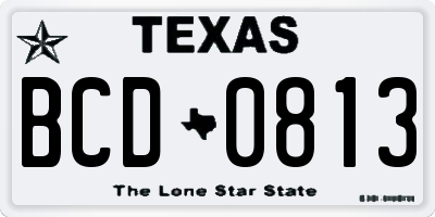 TX license plate BCD0813