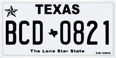 TX license plate BCD0821