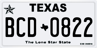 TX license plate BCD0822