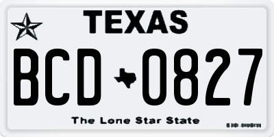TX license plate BCD0827