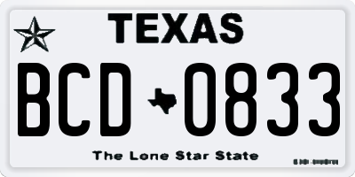 TX license plate BCD0833