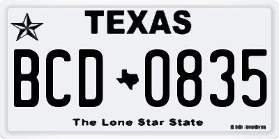 TX license plate BCD0835