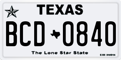 TX license plate BCD0840