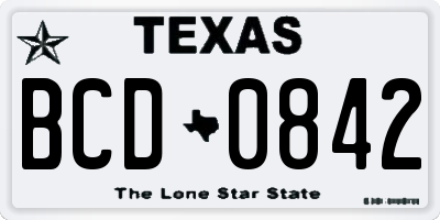 TX license plate BCD0842