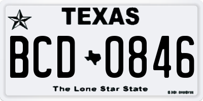 TX license plate BCD0846