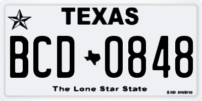 TX license plate BCD0848
