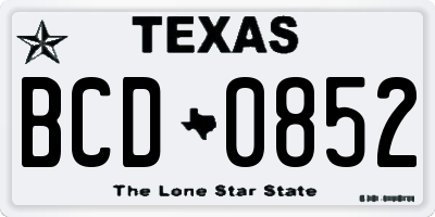 TX license plate BCD0852