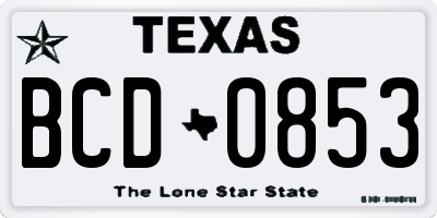 TX license plate BCD0853