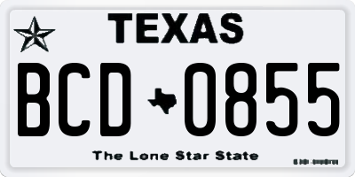 TX license plate BCD0855