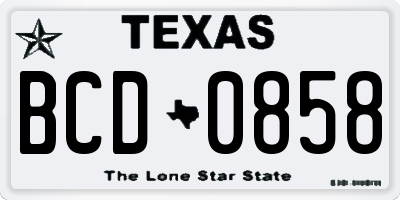 TX license plate BCD0858
