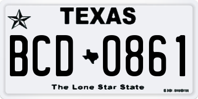 TX license plate BCD0861
