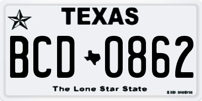 TX license plate BCD0862