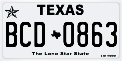 TX license plate BCD0863