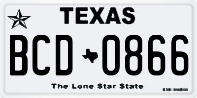 TX license plate BCD0866