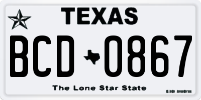 TX license plate BCD0867