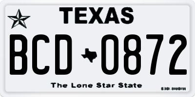 TX license plate BCD0872