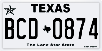 TX license plate BCD0874