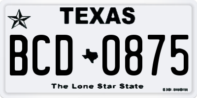 TX license plate BCD0875