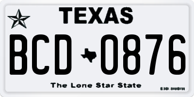 TX license plate BCD0876