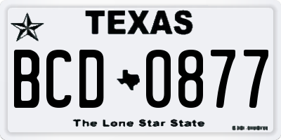 TX license plate BCD0877