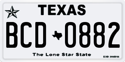 TX license plate BCD0882