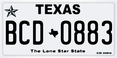 TX license plate BCD0883