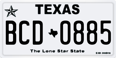 TX license plate BCD0885