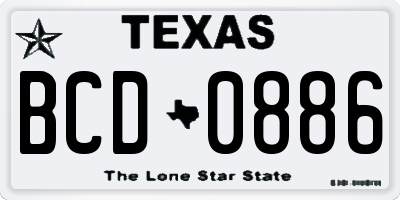 TX license plate BCD0886