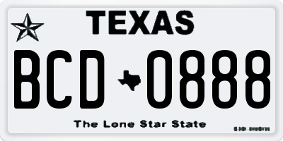 TX license plate BCD0888