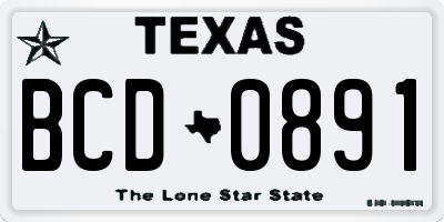 TX license plate BCD0891