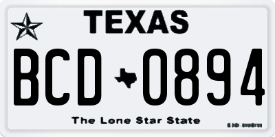 TX license plate BCD0894
