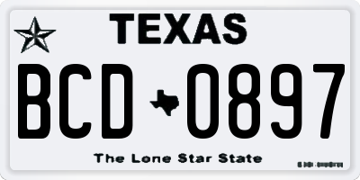 TX license plate BCD0897