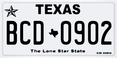 TX license plate BCD0902