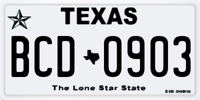 TX license plate BCD0903