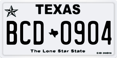 TX license plate BCD0904