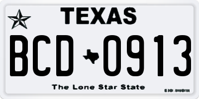 TX license plate BCD0913