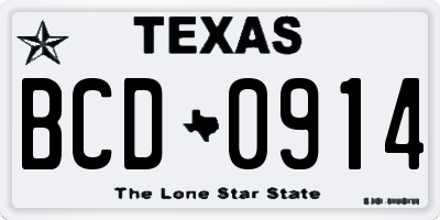 TX license plate BCD0914
