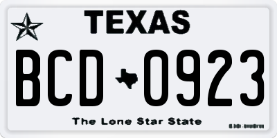 TX license plate BCD0923