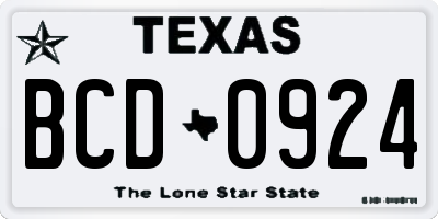 TX license plate BCD0924